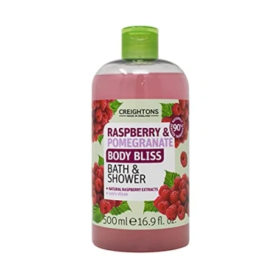 Image of Creightons Body Bliss Raspberry and Pomegranate Bath Shower Gel (500ml) with 90% Naturally Derived Ingredients. Cruelty Free. Vegan Friendly.