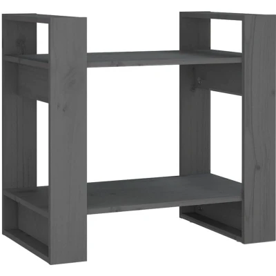 Image of vidaXL Book Cabinet/Room Divider Grey 60x35x57 cm Solid Wood Pine