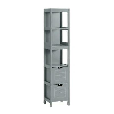 Image of SoBuy FRG126 SG, Tall Bathroom Storage Cabinet with 3 Shelves and 2 Drawers, Grey