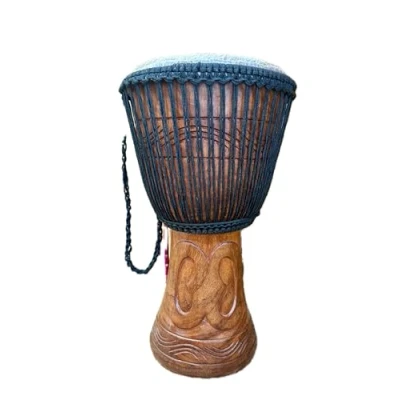 Image of Genuine Professional African Djembe Drum 14&quot; head, with 3 free instruments worth £28
