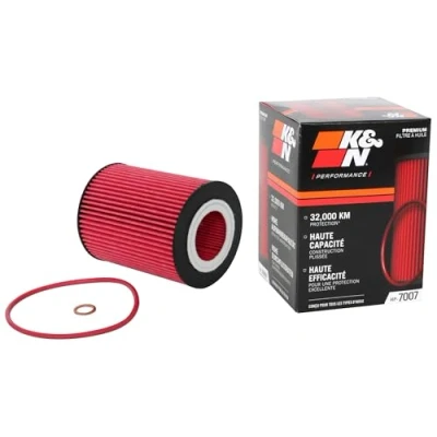 Image of K&amp;N Oil filter High Performance Series compatible with BMW, Ford, Landrover, Volvo (HP 7007), Red