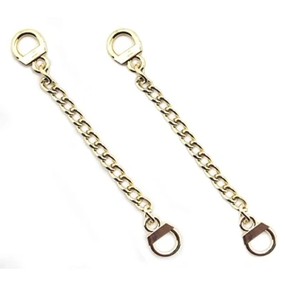 Image of HAND® Set of 2 Gold Tone Metal Sew On Coat Hangers Hanging Chain Loops 8.5 cm Long