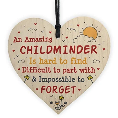 Image of RED OCEAN Childminder Leaving Gifts Wooden Heart Sign Thank You Gift For Babysitter Pre School Nursery