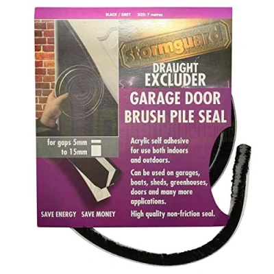 Image of Black/Grey Brush Pile Draught excluder Weather proofing Seal self Adhesive by Stormguard 7m