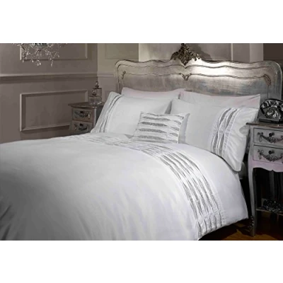 Image of Rapport Home Crystal Duvet Cover Set, Polycotton, White, Single