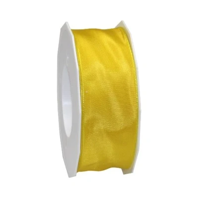 Image of C.E. Pattberg Präsent Lyon Wired Taffeta Ribbon Yellow 40 mm width, 25 m length