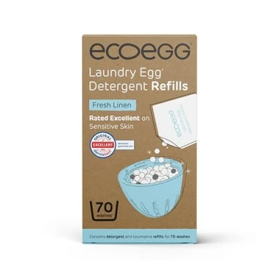 Image of Ecoegg Laundry Egg Refill Pellets 70 Washes Detergent and Fabric Softener Replacement No enzymes, chlorine bleaches, phosphates, parabens, SLS/SLES or palm oil Fresh Linen