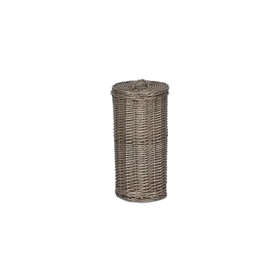 Image of antique wash wicker toilet roll storage basket slim line bathroom