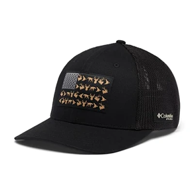 Image of Columbia Unisex&#039;s PHG Game Flag Mesh Ball Cap, Black, X Large