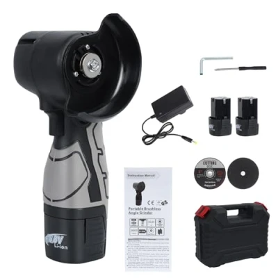 Image of yoakaiax Mini Angle Grinder Cordless Grinder, 16.8V Power Tools with Battery and Charger, Brushless Motor Grinde, 550W Cutting Wheels Black