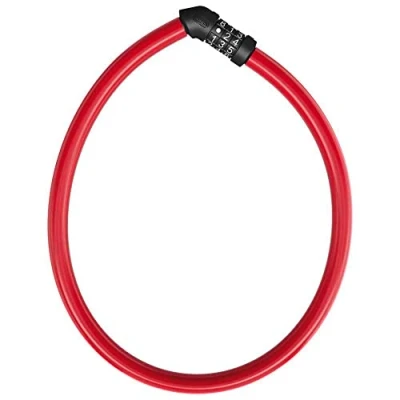 Image of ABUS cable lock 4408C Combination 65 cm long steel with plastic coating security level 2 Red