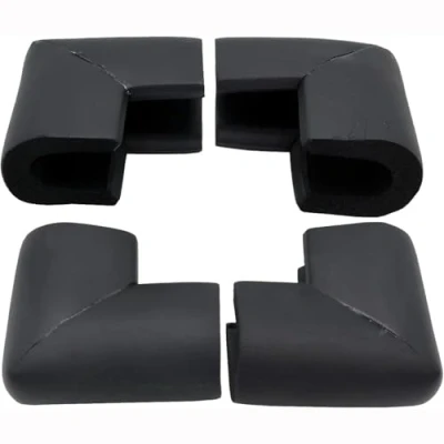 Image of ZXUEZHENG Foam corner Guards Edge Protectors, 4 Pack, Black, U Shape, Furniture safety bumpers