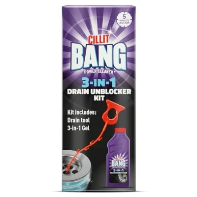 Image of Cillit Bang Power Cleaner Max l Drain Unblocker Kit for Drains, Showers, Baths &amp; Basins Size: Pack of 2