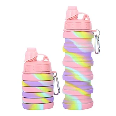 Image of Kids Water Bottles Rainbow 500ml Children Bottle Girls Leakproof BPA Free Drinking Collapsible Drinks For School Camping