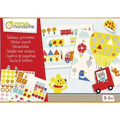 Image of Avenue Mandarine Ref KC053C Creative Box Sticker Board Transport &amp; Vehicles Contains 8 Boards, 15 x 21cm, Full Instructions Supplied, Suitable for Ages 3 5+