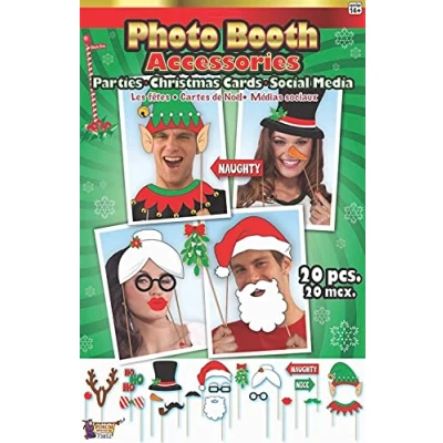 Image of Forum Novelties X73852 Christmas Photo Booth Kit, Multi Colour, One Size