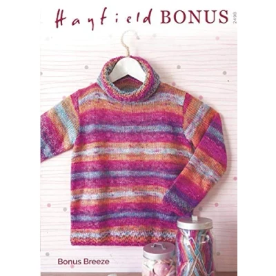Image of Sirdar/Hayfield Bonus Breeze DK Knitting Pattern 2498 Cowl Neck Sweater