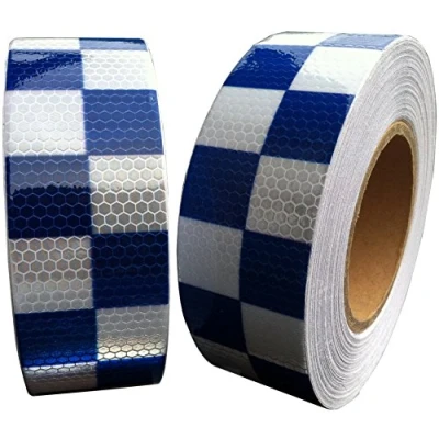 Image of Direct Products Hi Viz Intensity Blue/White Chequer Reflective Tape 50mm x 5m
