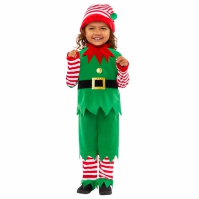Image of amscan 9904088 Child Elf Suit Jumpsuit Boys Halloween Fancy Dress Costume Age: 3 6 Months