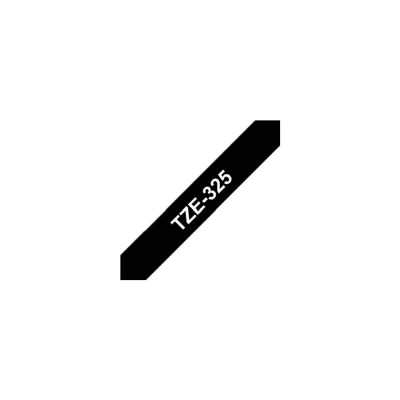 Image of Brother TZe 325 Labelling Tape Cassette, 9 mm (W) x 8 m (L), Laminated, Genuine Supplies White on Black