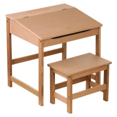 Image of Premier Housewares Neutral Childrens Table And Chair Set Hinge Lid Desk MDF Kids Childs