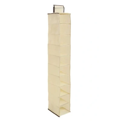Image of Premier Housewares Ten Section Hanging Shoe Organiser 1 Piece, Cream,28 x 15 120 centimeters, Beige