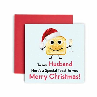 Image of Huxters A Special Toast Husband Merry Christmas Card for Him Funny Blank Interior Xmas with Recyclable Envelope Paper Husbands (Husband)