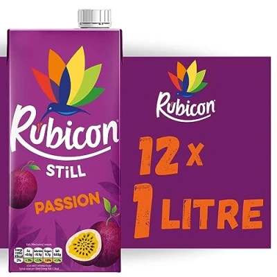 Image of Rubicon Still 12 Pack Passion Juice Drink, Made with Handpicked Fruits for a Temptingly Intense Taste &quot;Made of Different Stuff&quot; x 1L Carton