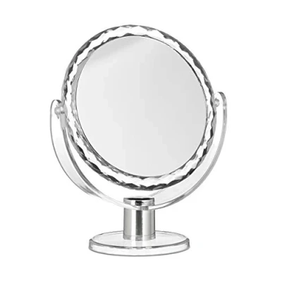 Image of Relaxdays Magnifying Vanity Mirror, Round Standing Makeup Cosmetics, Two Sided, HWD: 23 x 19 10 cm, Transparent
