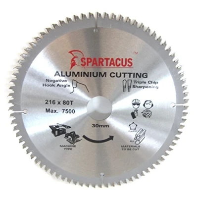 Image of Spartacus 216mm Diameter x 80 Teeth 30mm Bore Aluminium Cutting Circular Saw Blade Fits Dewalt DWS774 DCS777T2 DCS777