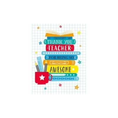 Image of Piccadilly Greetings Modern Thank You Teacher Card Awesome 8 x 6 inches