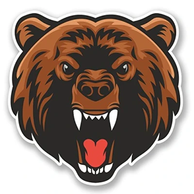 Image of 2 x 10cm Angry Brown Bear Vinyl Sticker Bike Laptop Car Motorbike Helmet #5071 (10cm 10cm)