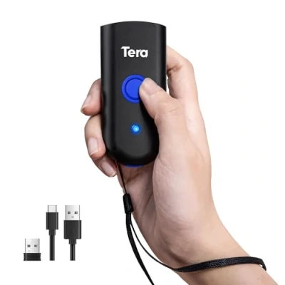 Image of Tera Mini Barcode Scanner Bluetooth 1D Laser Bar Code Portable Reader 3 in 1 USB Wired &amp; 2.4G Wireless Compatible with IOS, MAC OS, Android, Tablets, 1100L