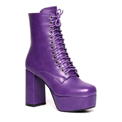 Image of LAMODA Women&#039;s Own It Ankle Boot, Purple Pu, 3 UK