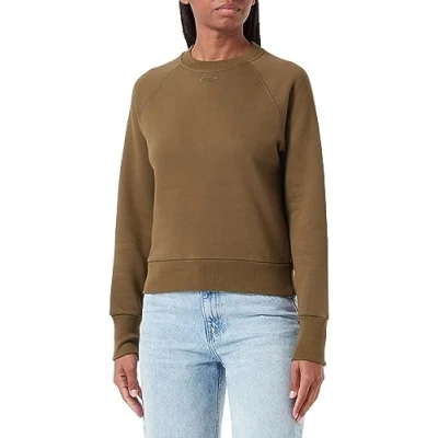 Image of G STAR RAW Women&#039;s Raglan logo r sw wmn Sweats, Green (dark olive D23461 D427 C744), M