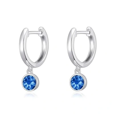 Image of Philip Jones Dark Blue Crystal Hoop Earrings Created with Zircondia® Crystals