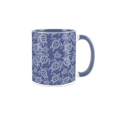 Image of Sea Turtles Mug Blue Seaside Ocean Nautical Ceramic Tea/Coffee Gift Cup