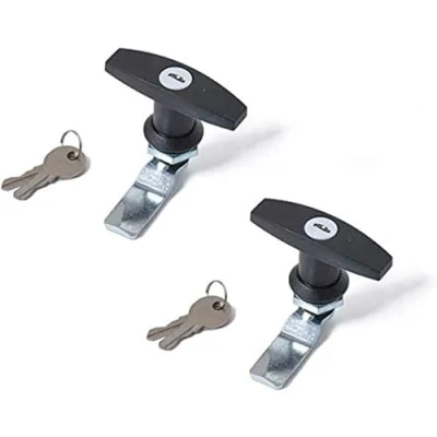 Image of MASO 2x T Handle Door Lock Latch Truck Cap Camper TrailerCabinet Garage Bright chrome Black