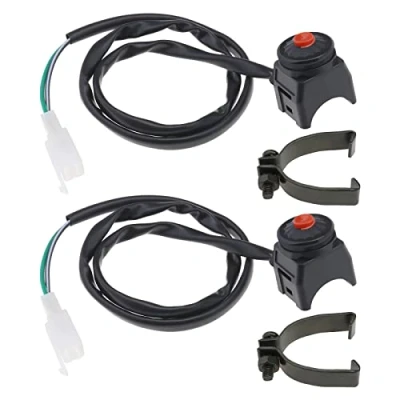 Image of Be In Your Mind 2PCS Motorbike Horn Switch for 22mm Handlebars Motorcycle Engine Start Stop Button Replacement Accessories Black