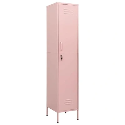 Image of vidaXL Pink Steel Locker Cabinet Modern Design with Adjustable Shelves and Lock for Secure Storage, Ideal Room or Office Space, 35x46x180 cm