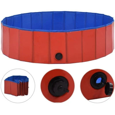 Image of vidaXL Foldable Dog Swimming Pool Red 120x30 cm PVC