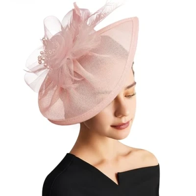 Image of DRESHOW Fascinator Hats Tea Party Hat Vintage Pillbox Headband Cocktail Headwear for Girls and Women