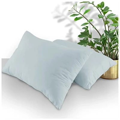 Image of GC GAVENO CAVAILIA Housewife Percale Pillow Cases (2 Pack) Super Soft Cozy Plain Dyed Pillowcases Non Iron Polycotton Bedding Case Sky Blue