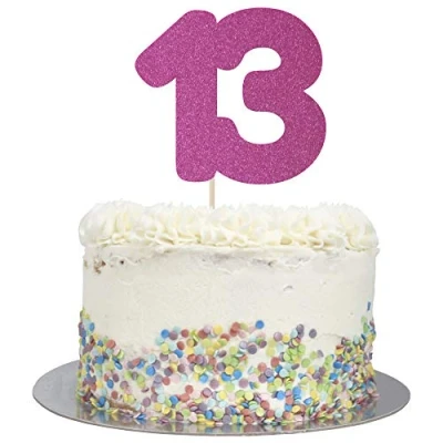 Image of Large Number 13 Glitter Cake Topper (Hot Pink Glitter)