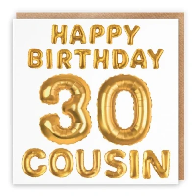 Image of Hunts England Cousin 30th Birthday Card Happy 30 Balloon Collection