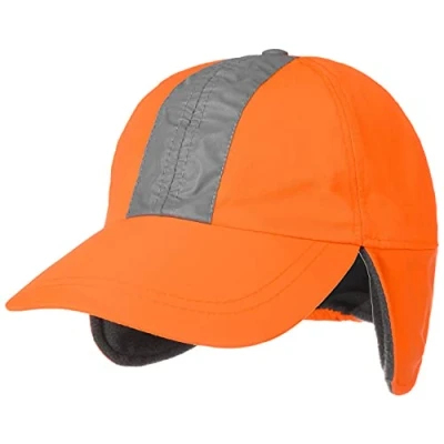 Image of Lipodo Reflective Cap with Ear Flaps Women/Men Winter Baseball Protection Closed Back, Peak, Lining Autumn L (57 58 cm) neon Orange