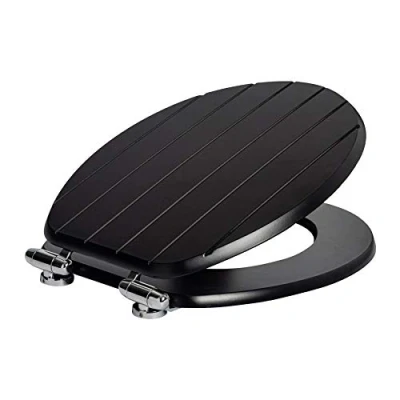 Image of Black Wooden Soft Close Toilet Seat By Harbour Housewares