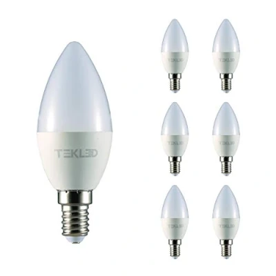Image of TEKLED® C37 LED Candle DIMMABLE Bulbs E14 Small Edison Screw Energy Saving 5W Light Bulb 40W Incandescent Equivalent 6500K 400LM 6 Pack Daylight