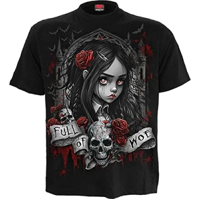 Image of Spiral Cattitude Front Print T Shirt Black XXL