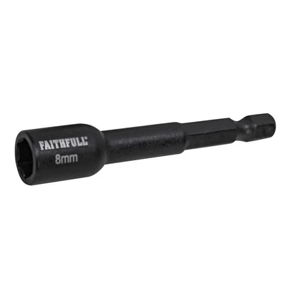 Image of Faithfull FAISBMNUT8I Magnetic Impact Nut Driver 8mm x 1/4in Hex , Black